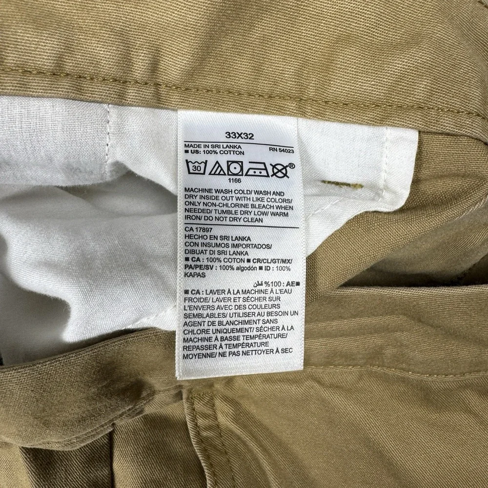Old Navy Mens Athletic Soft-Washed Chino Pants Khaki Tan 33x32‎ 661276-05-1 NEW